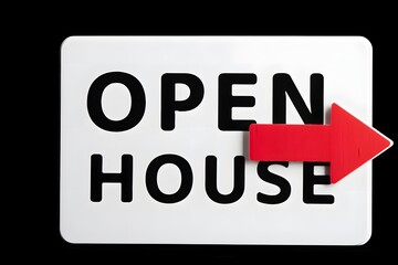 Obraz premium Find your dream home open house sign real estate property viewing direction arrow