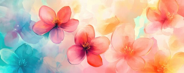 Delicate, colorful floral watercolor painting
