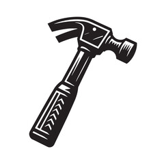 Black Hammer Silhouette Vector, High Quality Illustration on White Background