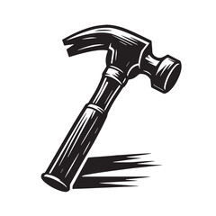Black Hammer Silhouette Vector, High Quality Illustration on White Background