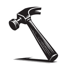 Black Hammer Silhouette Vector, High Quality Illustration on White Background