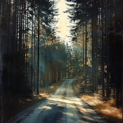 Obraz premium Forest road Forest road Light Forest road 