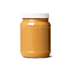 glass jar of peanut butter isolated on transparent background