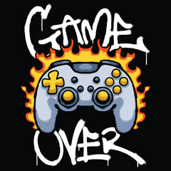 burning Game Controller Urban Streetwear t shirt design