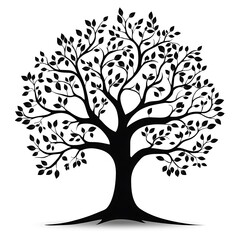 Obraz premium Elegant silhouette of a flourishing tree with leaves in a high resolution photo perfect for design projects