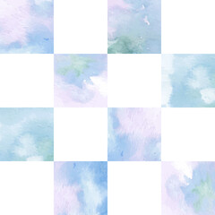 Modern checkerboard pattern with watercolor texture. Abstract background template