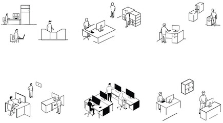 group of business people in different situations