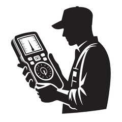 Black Stud Finder Silhouette Vector, High Quality Illustration on White Background