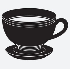 tea cup silhouette vector art illustration, black cup of coffee