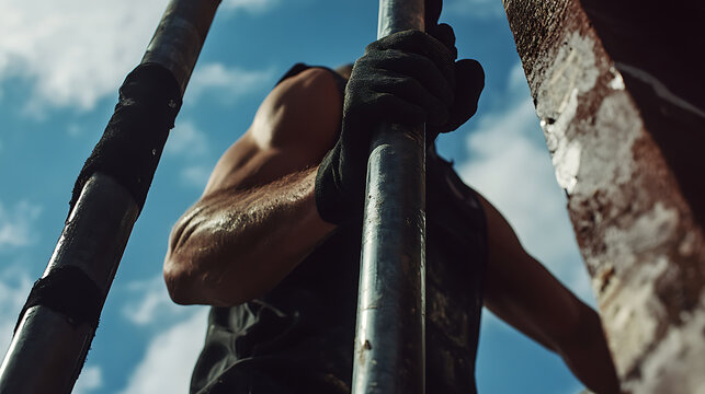 Construction Worker on Scaffolding
