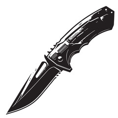 Black Utility Knife Silhouette Vector, High Quality Illustration on White Background