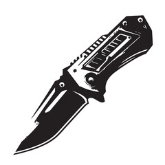 Black Utility Knife Silhouette Vector, High Quality Illustration on White Background