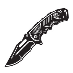 Black Utility Knife Silhouette Vector, High Quality Illustration on White Background