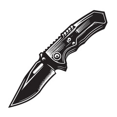 Black Utility Knife Silhouette Vector, High Quality Illustration on White Background