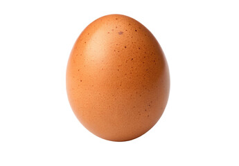 A single brown chicken egg with speckled shell isolated on a black background in a studio setting