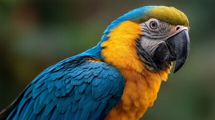 Obraz premium Vibrant macaw portrait amidst a green backdrop