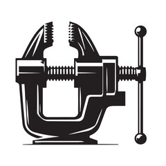 Black Vice Grips Silhouette Vector, High Quality Illustration on White Background