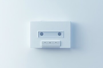 Obraz premium A white music cassette with a clear window tape displayed on a plain white surface from a front viewpoint