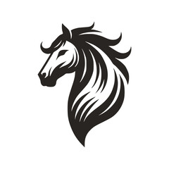 Horse Head Silhouette Logo Vector Riding Illustration White Shape Black Isolated Icon