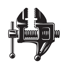 Black Vice Grips Silhouette Vector, High Quality Illustration on White Background