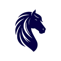 Horse Head Silhouette Logo Vector Riding Illustration White Shape Black Isolated Icon