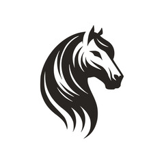 Horse Head Silhouette Logo Vector Riding Illustration White Shape Black Isolated Icon