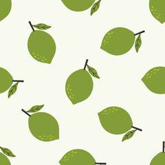 Seamless pattern featuring lime on green background. Perfect for summer designs, food packaging, fabric, or kitchen-themed prints