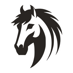 Horse Head Silhouette Logo Vector Riding Illustration White Shape Black Isolated Icon