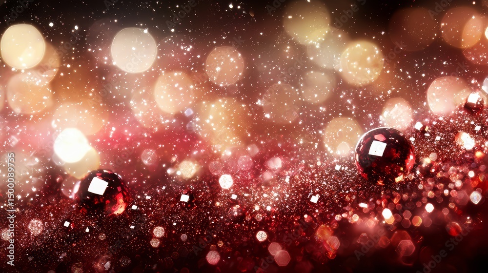 Aufkleber Red background with two red balls in the foreground. The background is blurry and the balls are shiny