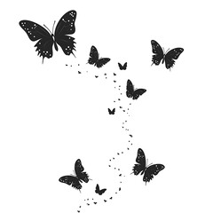 Fototapeta premium Silhouette butterflies illustration in dark gray color with small dots creating a beautiful artistic design