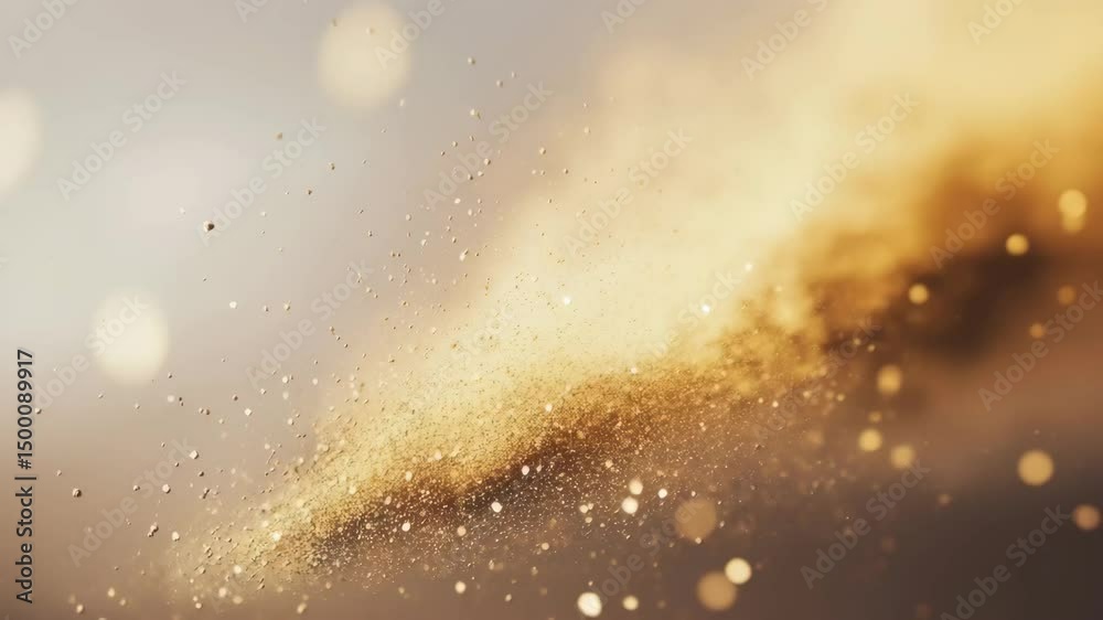 Poster Defocused particles creating an abstract background with shimmering golden tones and soft light effects, defocused abstract particles background (ing)