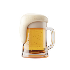 Cold Beer in Glass Mug Isolated on White Background
