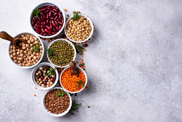 Beans, lentils, soybean, pea and chickpea