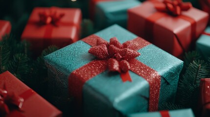 Colorful Wrapped Gifts Create a Festive Atmosphere for the Joyous Winter Holiday Season Filled With Love and Celebration Among Family and Friends