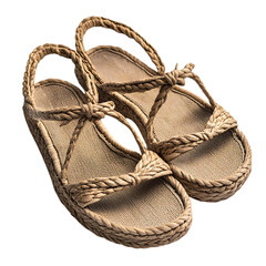 Fashionforward Espadrille-Style Sandals with a Natur Isolated on Transparent Background