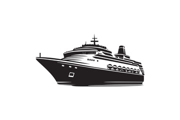 Obraz premium Sea Cruise Ship silhouette art vector on white background