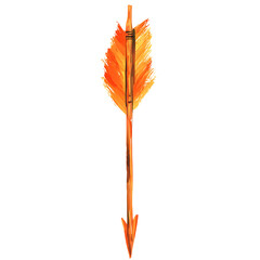 Artistic Arrow with Vibrant Brush Strokes in Aprico Isolated on Transparent Background