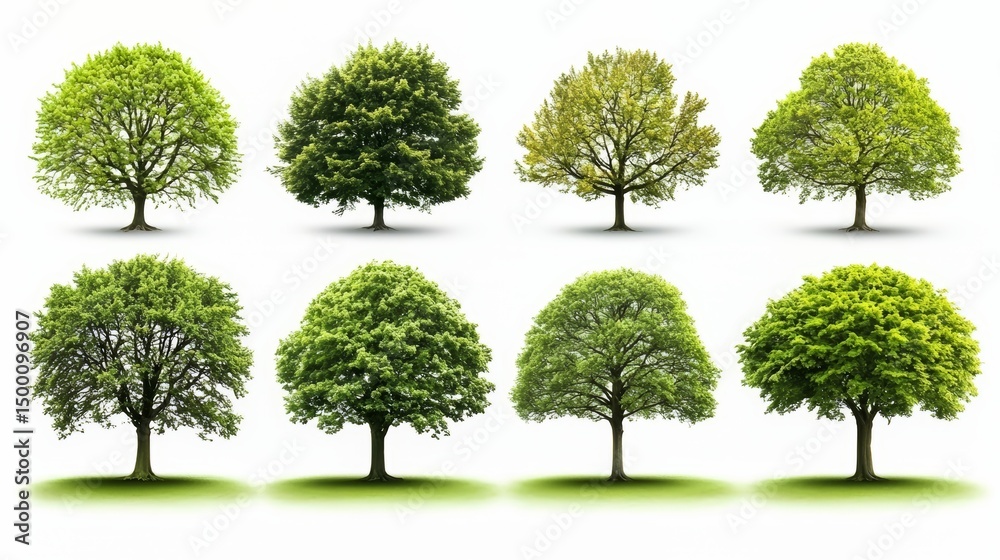 Aufkleber series of trees are shown in various stages of growth. the trees are all green and are spread out ac