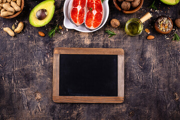 Healthy fat concept. Product with omega 3.