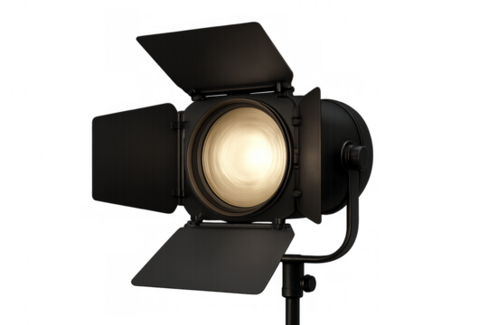 Professional studio spotlight illuminating transparent background