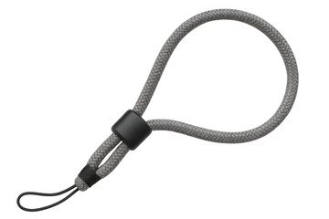 Gray wrist strap lanyard rope with black parts on transparent background