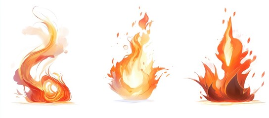 Three stylized fire effects