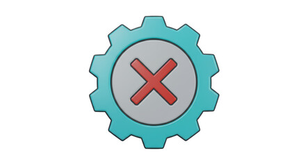 Isolated Gear with Cross Symbol