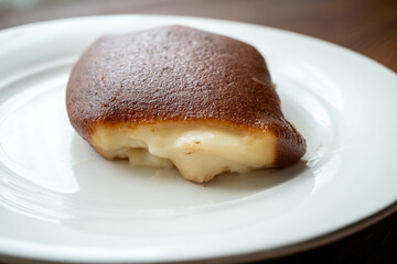 kazandibi dessert close up on white plate