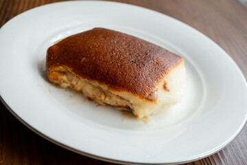 kazandibi dessert close up on white plate