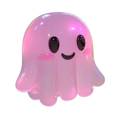 Cute Pink Ghost Cartoon Render.