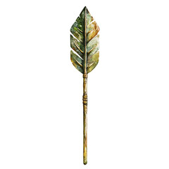 Artistic Arrow with Textured Details in Vibrant Oli Isolated on Transparent Background