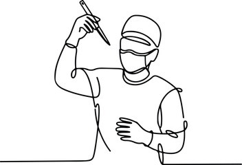 One Line Surgeon Silhouette Set – Minimalist Medical Art Surgeon Line Drawing Vector – Doctor Silhouette Icons