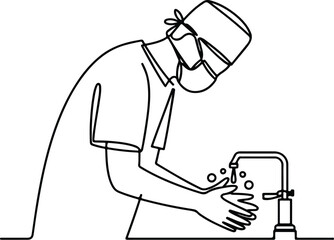 One Line Surgeon Silhouette Set – Minimalist Medical Art Surgeon Line Drawing Vector – Doctor Silhouette Icons