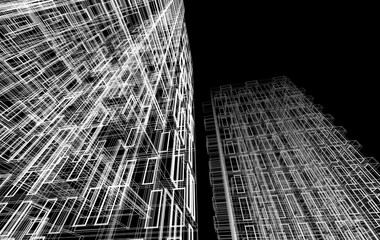 Abstract modern architectural 3d rendering